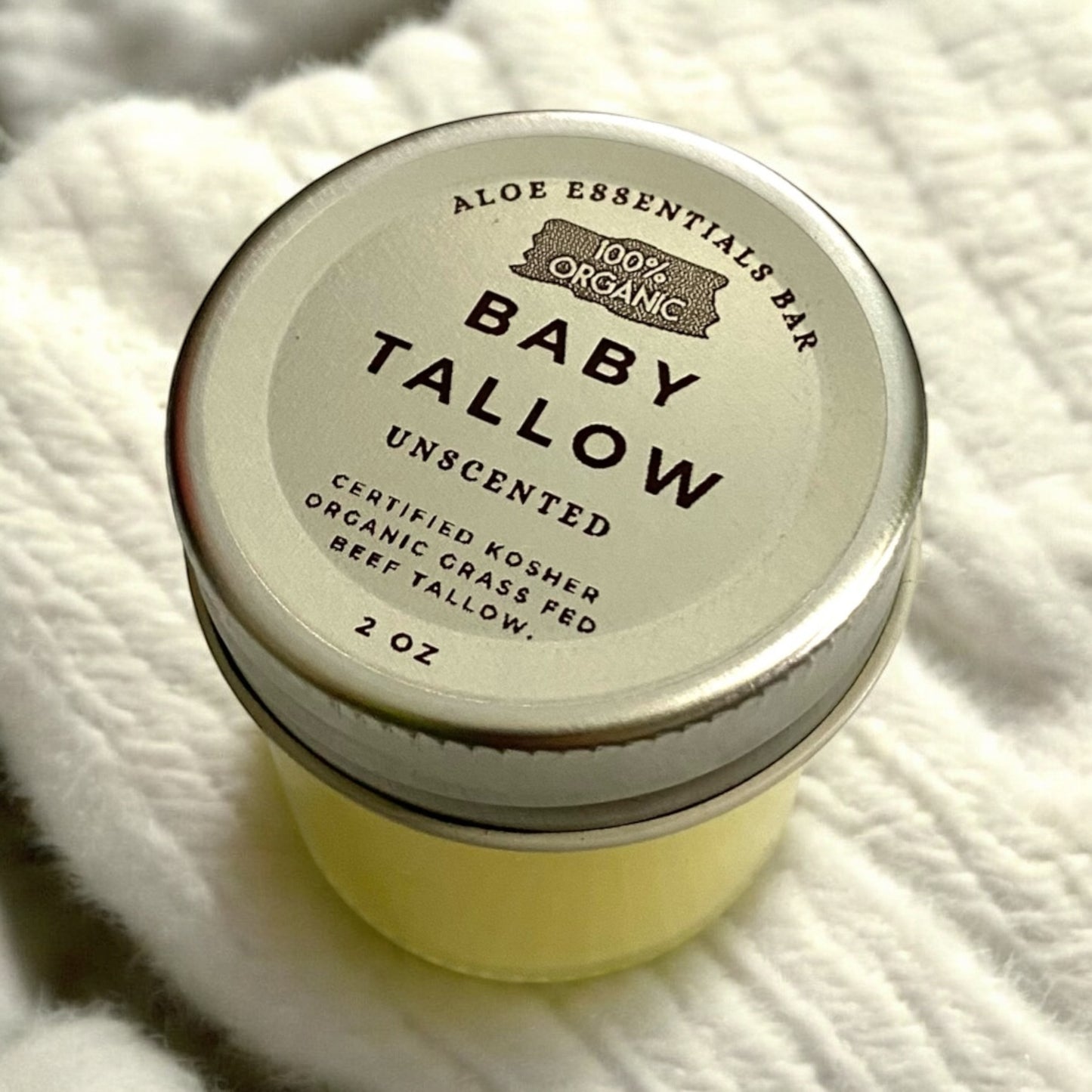 Organic BABY Tallow - Unscented - Certified Kosher (2 ounce)