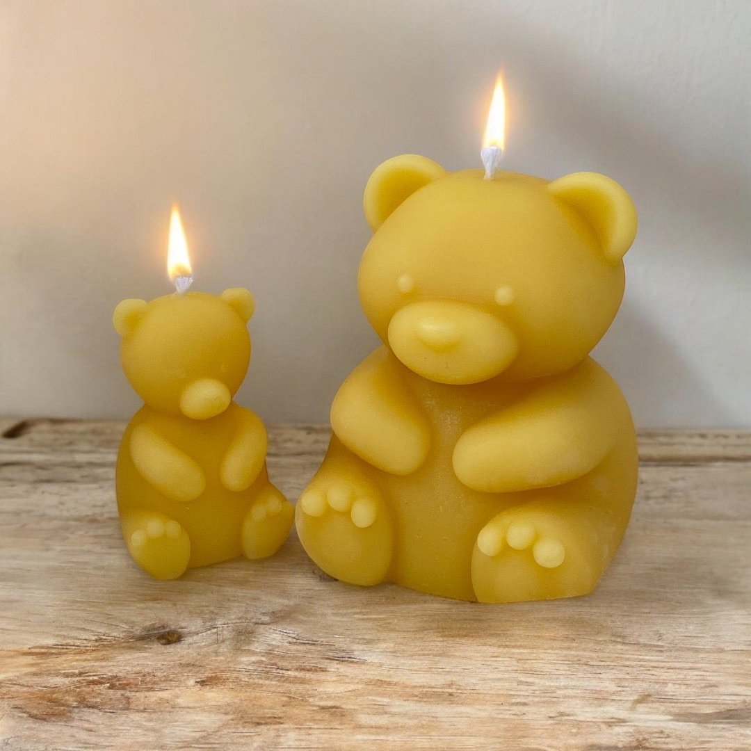 Pure Beeswax Mama Baby Bear Candle